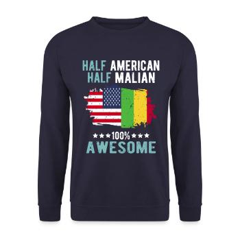 Half American Half Malian - Unisex Sweatshirt - navy - Front - Alina (178cm) & Michal (187cm)