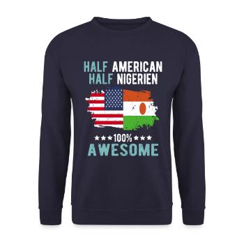 Half American Half Nigrer - Unisex Sweatshirt - navy - Front - Alina (178cm) & Michal (187cm)