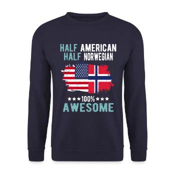 Half American Half Norwegian - Unisex Sweatshirt - navy - Front - Alina (178cm) & Michal (187cm)