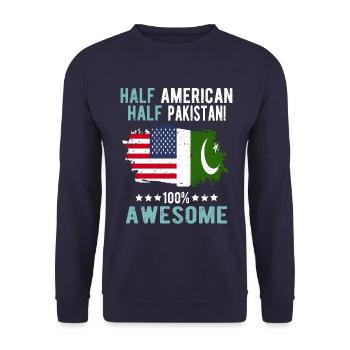 Half American Half Pakistani - Unisex Sweatshirt - navy - Front - Alina (178cm) & Michal (187cm)