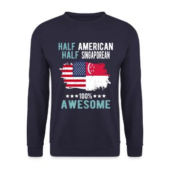 Half American Half Singaporean - Unisex Sweatshirt - navy - Front - Alina (178cm) & Michal (187cm)