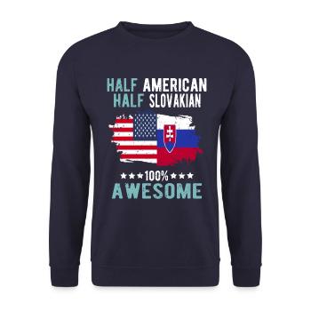 Halb Amerikaner Halb Slowake - Unisex Pullover - Navy - Vorne - Alina (178cm) & Michal (187cm)