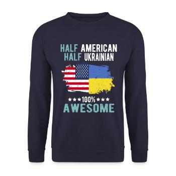 Halb Amerikaner Halb Ukrainer - Unisex Pullover - Navy - Vorne - Alina (178cm) & Michal (187cm)