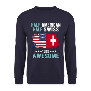 Moitié Américain Moitié Suisse - Sweat-shirt Unisexe - marine - Devant - Alina (178cm) & Michal (187cm)