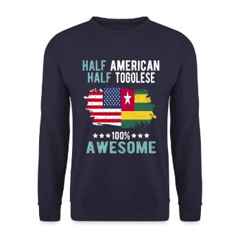 Half American Half Tongolese - Unisex Sweatshirt - navy - Front - Alina (178cm) & Michal (187cm)