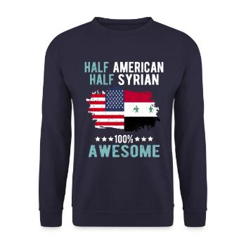 Mi-Américain, mi-Syrien - Sweat-shirt Unisexe - marine - Devant - Alina (178cm) & Michal (187cm)