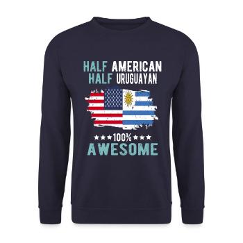 Half American Half Uruguayan - Unisex Sweatshirt - navy - Front - Alina (178cm) & Michal (187cm)