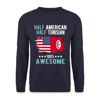 Half American Half Tunisian - Unisex Sweatshirt - navy - Front - Alina (178cm) & Michal (187cm)