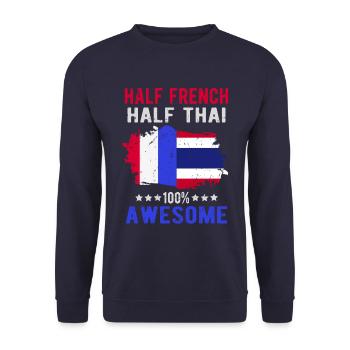 Moitié Français moitié thaï - Sweat-shirt Unisexe - marine - Devant - Alina (178cm) & Michal (187cm)