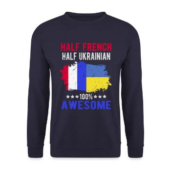 Half French Half Ukrainian - Unisex Sweatshirt - navy - Front - Alina (178cm) & Michal (187cm)