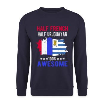 Half French Half Uruguayan - Unisex Sweatshirt - navy - Front - Alina (178cm) & Michal (187cm)