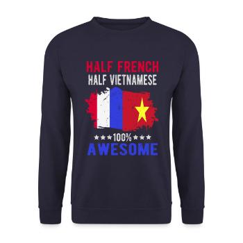 Halb Franzose Halb Vietnamese - Unisex Pullover - Navy - Vorne - Alina (178cm) & Michal (187cm)