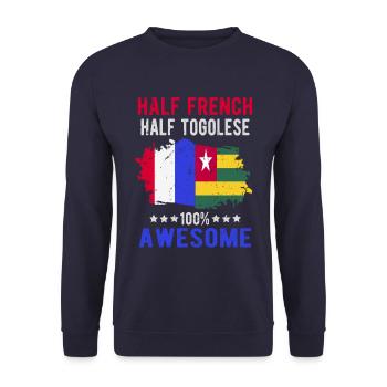 Moitié Français moitié tongolese - Sweat-shirt Unisexe - marine - Devant - Alina (178cm) & Michal (187cm)