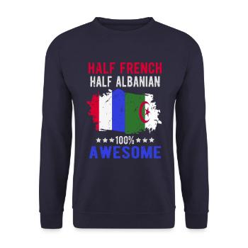 Half French Half Albanian - Unisex Sweatshirt - navy - Front - Alina (178cm) & Michal (187cm)