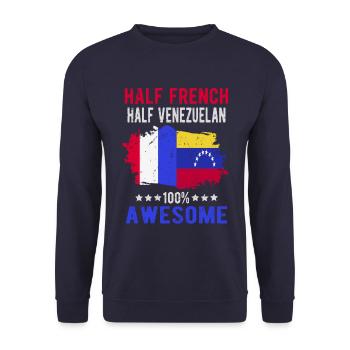 Half French Half Venezuelan - Unisex Sweatshirt - navy - Front - Alina (178cm) & Michal (187cm)