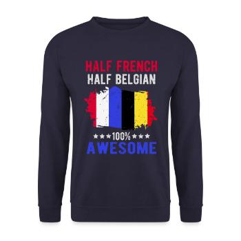 Half French Half Belgian - Unisex Sweatshirt - navy - Front - Alina (178cm) & Michal (187cm)