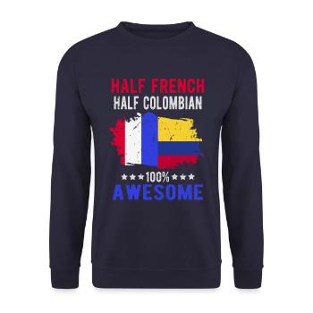 Halb Franzose Halb Kolumbianer - Unisex Pullover - Navy - Vorne - Alina (178cm) & Michal (187cm)