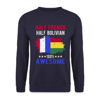 Moitié Français moitié bolivien - Sweat-shirt Unisexe - marine - Devant - Alina (178cm) & Michal (187cm)