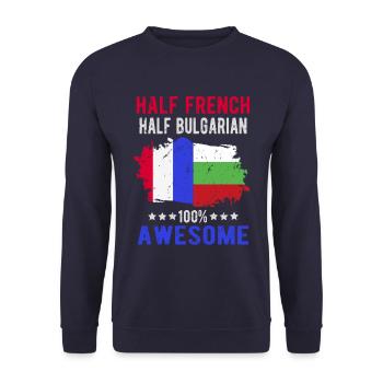 Halb Franzose Halb Bulgare - Unisex Pullover - Navy - Vorne - Alina (178cm) & Michal (187cm)