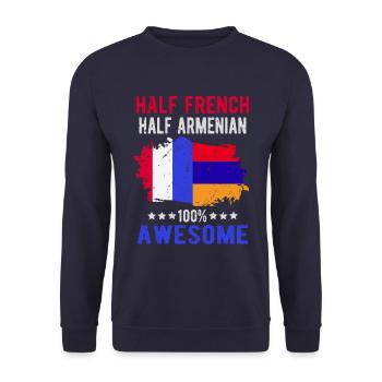 Halb Franzose Halb Armenier - Unisex Pullover - Navy - Vorne - Alina (178cm) & Michal (187cm)