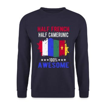 Moitié Français moitié camerounais - Sweat-shirt Unisexe - marine - Devant - Alina (178cm) & Michal (187cm)