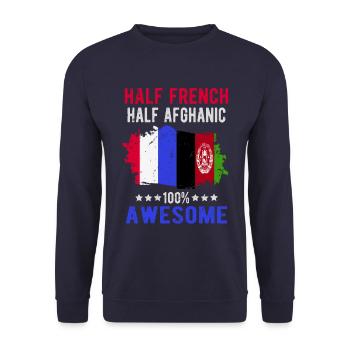 Half French Half Afghan - Unisex Sweatshirt - navy - Front - Alina (178cm) & Michal (187cm)