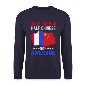Half French Half Chinese - Unisex Sweatshirt - navy - Front - Alina (178cm) & Michal (187cm)