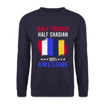 Half French Half Chader - Unisex Sweatshirt - navy - Front - Alina (178cm) & Michal (187cm)