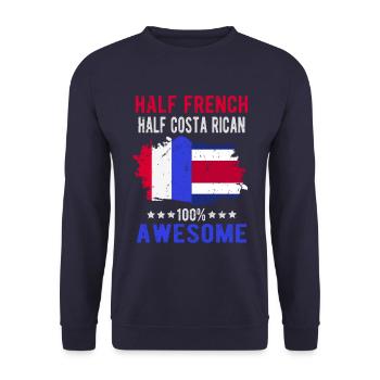 Halb Franzose Halb Costa Ricaner - Unisex Pullover - Navy - Vorne - Alina (178cm) & Michal (187cm)