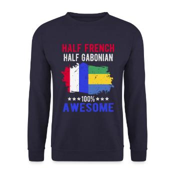 Moitié Français moitié gabonais - Sweat-shirt Unisexe - marine - Devant - Alina (178cm) & Michal (187cm)