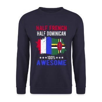 Halb Franzose Halb Dominikaner - Unisex Pullover - Navy - Vorne - Alina (178cm) & Michal (187cm)