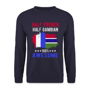 Half French Half Gambian - Unisex Sweatshirt - navy - Front - Alina (178cm) & Michal (187cm)