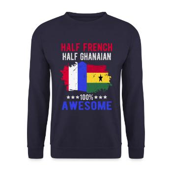 Halb Franzose Halb Ghanese - Unisex Pullover - Navy - Vorne - Alina (178cm) & Michal (187cm)