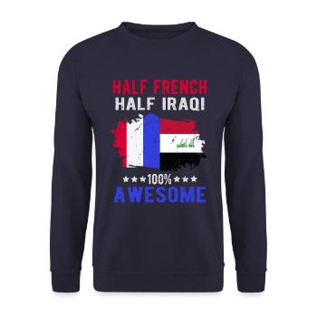Half French Half Iraki - Unisex Sweatshirt - navy - Front - Alina (178cm) & Michal (187cm)