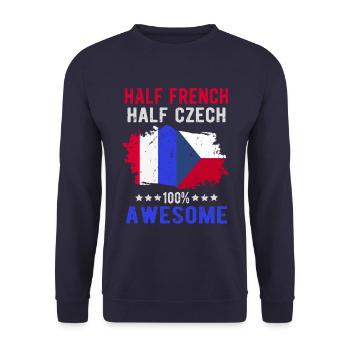 Halb Franzose Halb Tscheche - Unisex Pullover - Navy - Vorne - Alina (178cm) & Michal (187cm)