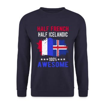 Half French Half Icelandic - Unisex Sweatshirt - navy - Front - Alina (178cm) & Michal (187cm)