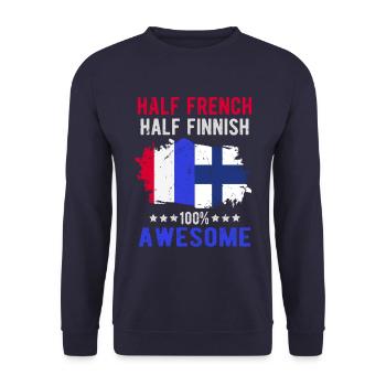 Half French Half Finnish - Unisex Sweatshirt - navy - Front - Alina (178cm) & Michal (187cm)