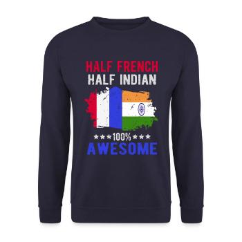 Moitié Français moitié Indien - Sweat-shirt Unisexe - marine - Devant - Alina (178cm) & Michal (187cm)