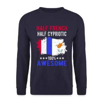 Halb Franzose Halb Zyprer - Unisex Pullover - Navy - Vorne - Alina (178cm) & Michal (187cm)