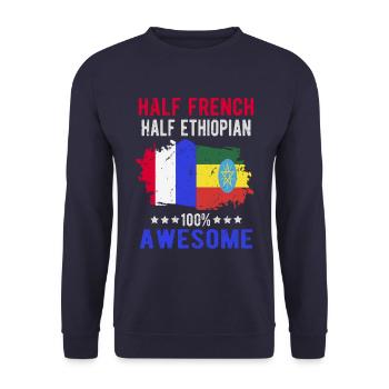 Moitié Français moitié éthiopien - Sweat-shirt Unisexe - marine - Devant - Alina (178cm) & Michal (187cm)