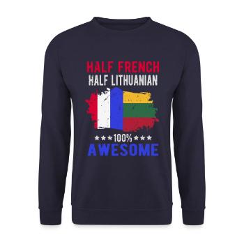 Half French Half Lithuanian - Unisex Sweatshirt - navy - Front - Alina (178cm) & Michal (187cm)