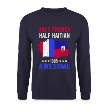 Half French Half Haitian - Unisex Sweatshirt - navy - Front - Alina (178cm) & Michal (187cm)