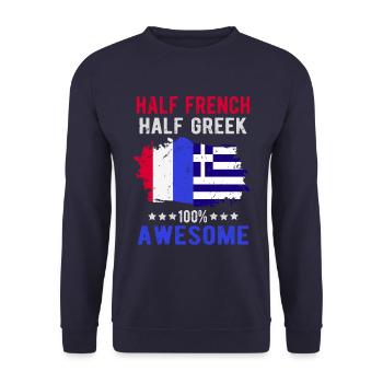 Moitié Français moitié grec - Sweat-shirt Unisexe - marine - Devant - Alina (178cm) & Michal (187cm)