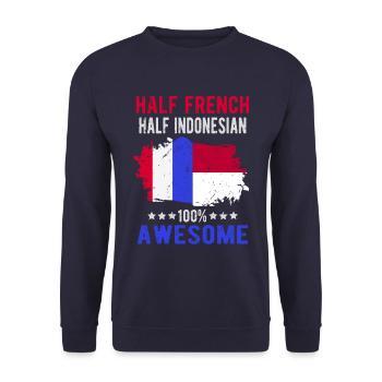 Moitié Français moitié indonésien - Sweat-shirt Unisexe - marine - Devant - Alina (178cm) & Michal (187cm)