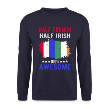 Halb Franzose Halb Ire - Unisex Pullover - Navy - Vorne - Alina (178cm) & Michal (187cm)