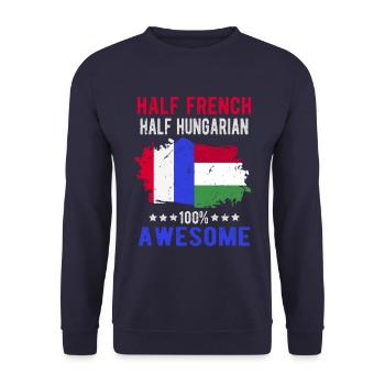 Halb Franzose Halb Ungar - Unisex Pullover - Navy - Vorne - Alina (178cm) & Michal (187cm)