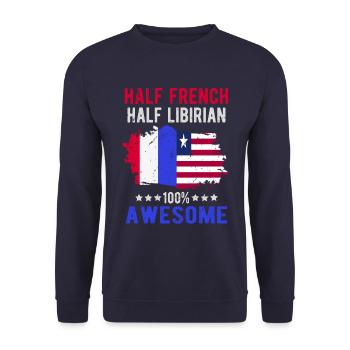 Half French Half Libyan - Unisex Sweatshirt - navy - Front - Alina (178cm) & Michal (187cm)