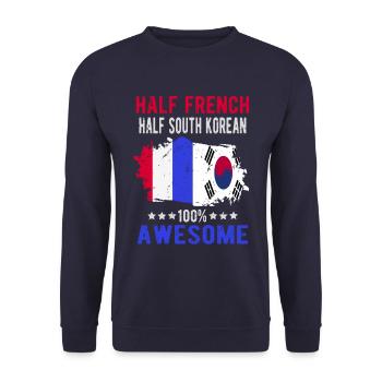Moitié Français moitié sud-coréen - Sweat-shirt Unisexe - marine - Devant - Alina (178cm) & Michal (187cm)