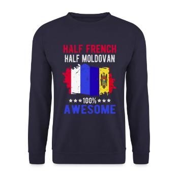 Halb Franzose Halb Moldawier - Unisex Pullover - Navy - Vorne - Alina (178cm) & Michal (187cm)