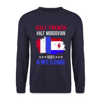 Halb Franzose Halb Mordwinen - Unisex Pullover - Navy - Vorne - Alina (178cm) & Michal (187cm)